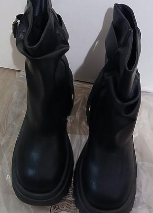 Сапоги демисезонные на платформе, экокожа