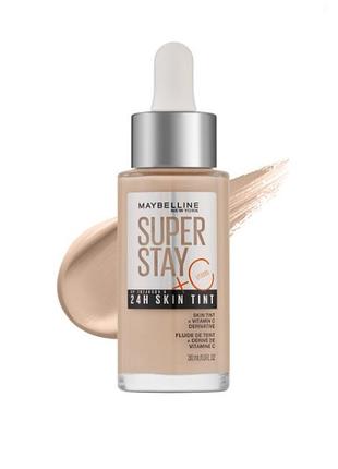 Стойкий тональный флюид для лица с витамином maybelline superstay skin tint - 02, 30 мл