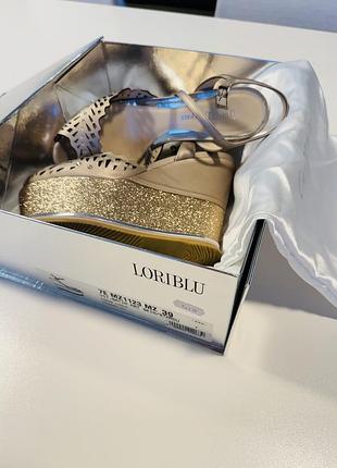 Розкішні золоті босоніжки на платформі loriblu satin mat skin 39, натуральна шкіра сатин, оригінальне пакування, без ушкоджень