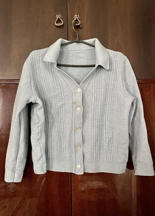 Тепла сіра зимова кофта светр на ґудзиках xl