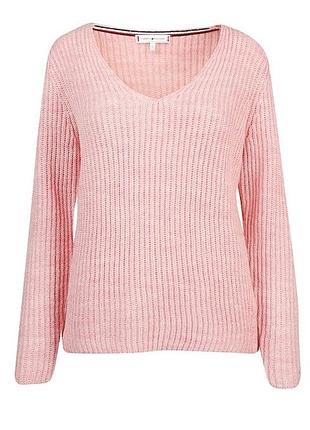 Tommy hilfiger шерстяной свитер, джемпер оверсайз с v-образным вырезом горловины