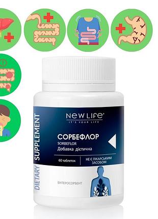Сорбефлор / sorbeflor добавка диетическая энтеросорбент новая жизнь (new life) 60 таблеток