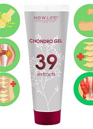 Хондро гель / chondro gel 39 екстрактів для суглобів нове життя (new life) з хондроїтином 80 ml