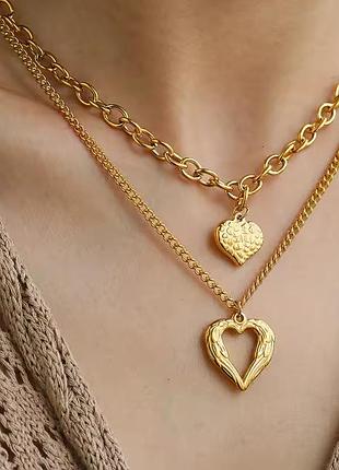 Тренд стильные золотистые цепочки колье чокер ожерелье медицинская нержавеющая сталь кулон сердце