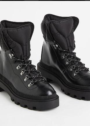 Зимові черевики h&m / теплі чорні черевики / боти