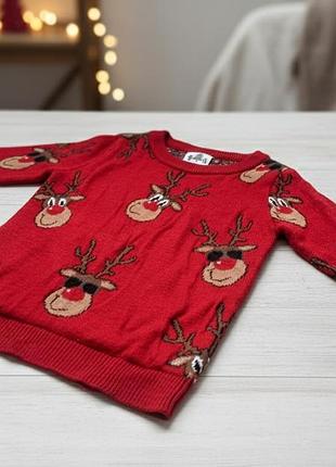 🎄 яркий новогодний свитер george с оленями 2-3 года (92-98 см). для праздника и фотосессии!
