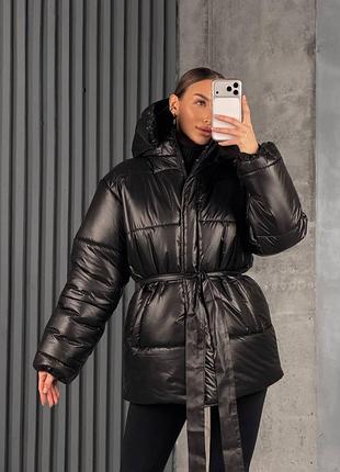 Жіноча чорна куртка ☺️ жіноча куртка з капюшоном ♥️