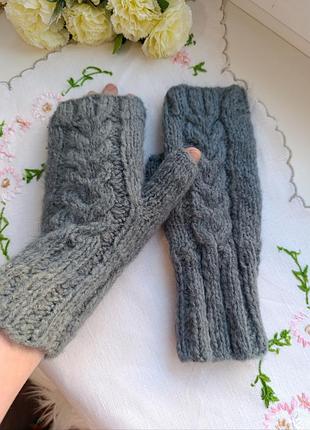 Мітенки рукавички альпака ніжні рукавички без пальців