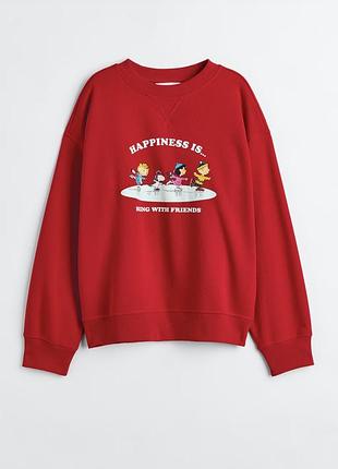 Червоний жіночий світшот від h&m . кофта жіноча з принтом