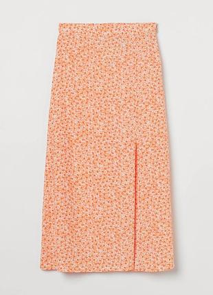 Літня спідничка міді від h&m в квітковий принт xs/s