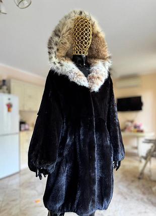 Норковая шуба с капюшон рысь