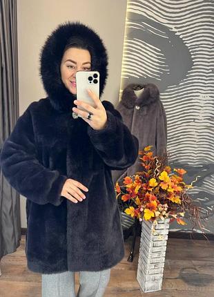 Жіноча подовжена шуба р 44-48  баклажан