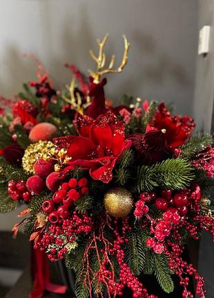 Новорічний декор ручної роботи "олені різдвяної ночі"