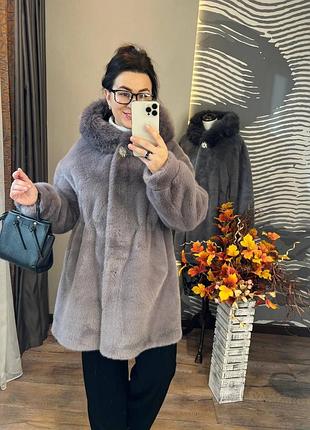 Жіноча подовжена шуба мокко р 44-48
