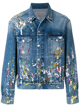 Чоловіча дизайнерська джинсова куртка calvin klein painted jeans jacket, сша  розмір l