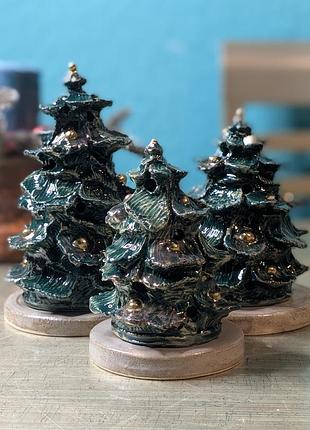 Різдвяний/новорічний керамічний свічник ручної роботи ялинка