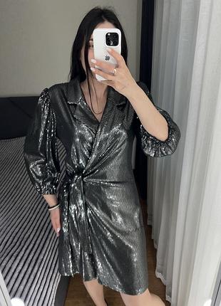 Сукня піджак на запах в паєтки новорічна на корпоратив плаття платье вечірня святкова
