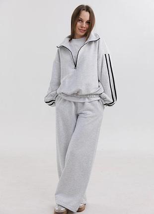 Стильний підлітковий костюм для дівчинки розмір 146, 152, 158, 164 світло-сірий меланж