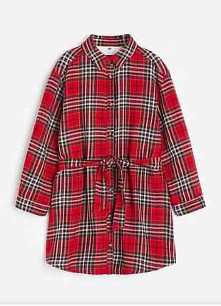 Платье рубашка красное в клетку новогоднее 4-5 лет