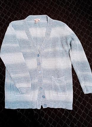 Кардиган хлопок светло голубой градиент