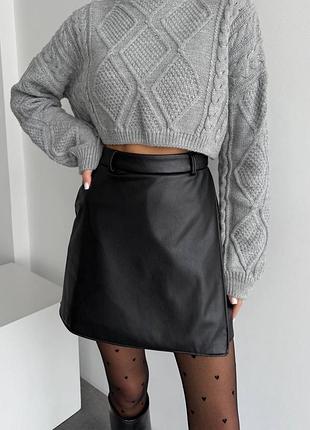 Женская юбка шорты из эко кожи