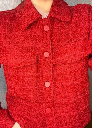 Твідова сорочка червона жакет красная рубашка женская