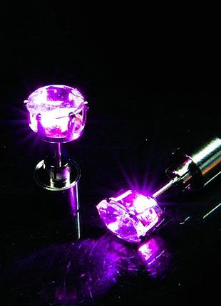 Серьги гирлянды огоньки светятся розовые