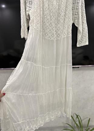 Біле плаття натуральний шовк мереживо л-хл