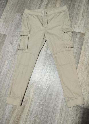 Чоловічі штани карго h&amp;m skinny fit розмір xl, бежеві з кишенями
