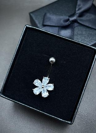 Сережка для пірсингу в пупок покриття срібло родій