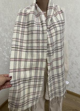 Новий італійський шарф в клітинку з вовни та кашеміру