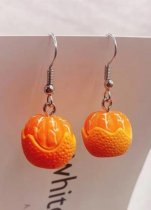 Серьги оригинальные мандаринки