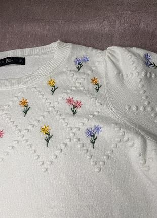 Вінтажний жіночий светр з вишивкою🌷