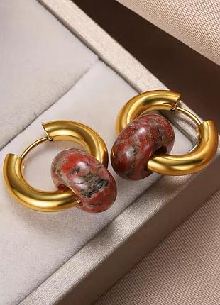 Нержавіюча сталь сережки натуральний камінь