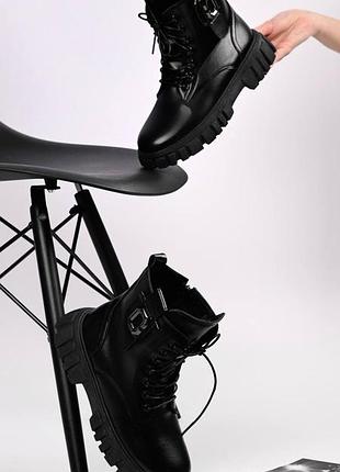 Распродажа, стильные теплые зимние черные ботинки в наличии