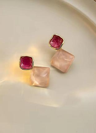 Серьги эффект волны розовые