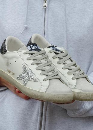 Кроссовки golden goose white silver