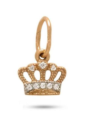 Кулон в виде короны из золота с фианитами