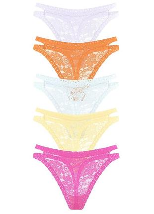 Кружевные трусики тонг victoria's secret pink набор