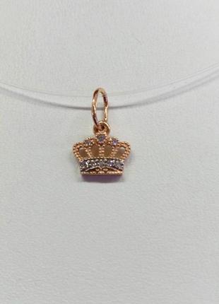 Кулон в виде короны из золота с фианитами2 фото