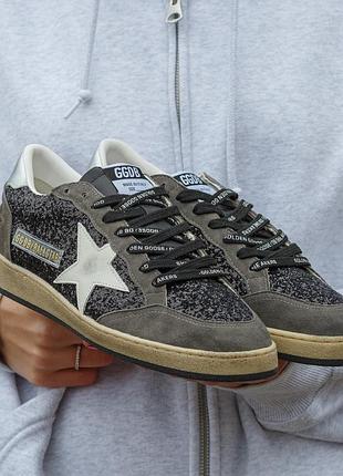 Кроссовки golden goose ball star black silver star