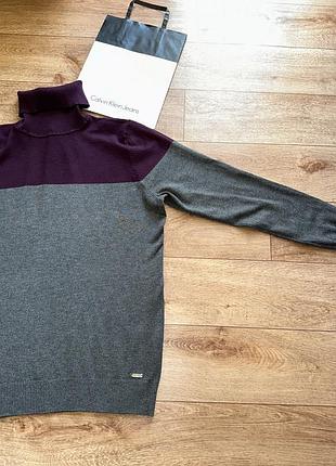 Calvin klein jeans серый свитерс горлом ,гольф,водолазка!оригинал