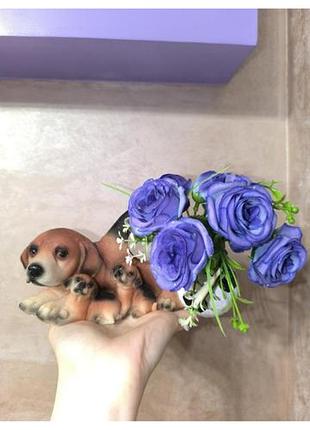 Стильная большая статуэтка кашпо искусственные цветы собаки