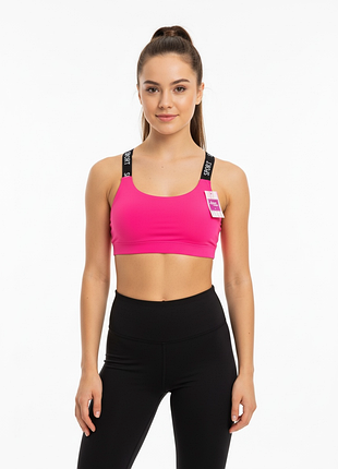 Р. 42-44/xs-s женский новый спортивный топ ярко-розовый с чёрными бретелями