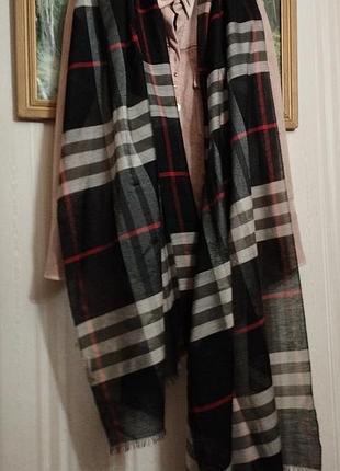 Легкий палантин шарф клетка нюанс