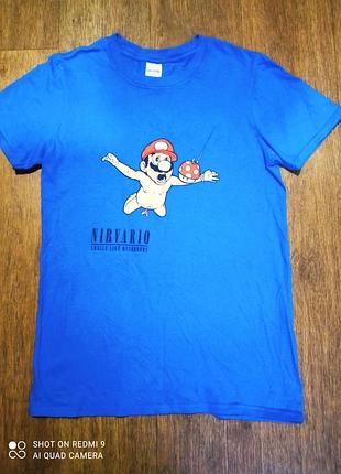 Футболка, супермарио, super mario,nirvario, gildan