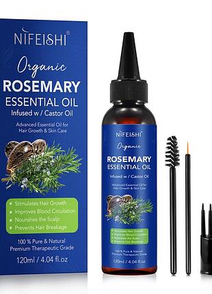 Розмаринова та ямайська касторова натуральні олії для росту та живлення волосся та масажу тіла nifeishi rosemary essential oil/castrol oil 120 ml