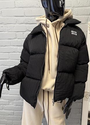 Куртка жіноча євро зима чорна бренд лого