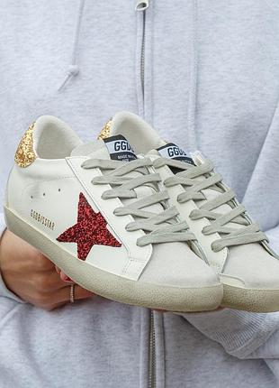 Кеди golden goose white burgundy