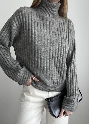 Сірий меланжевий светр h&m